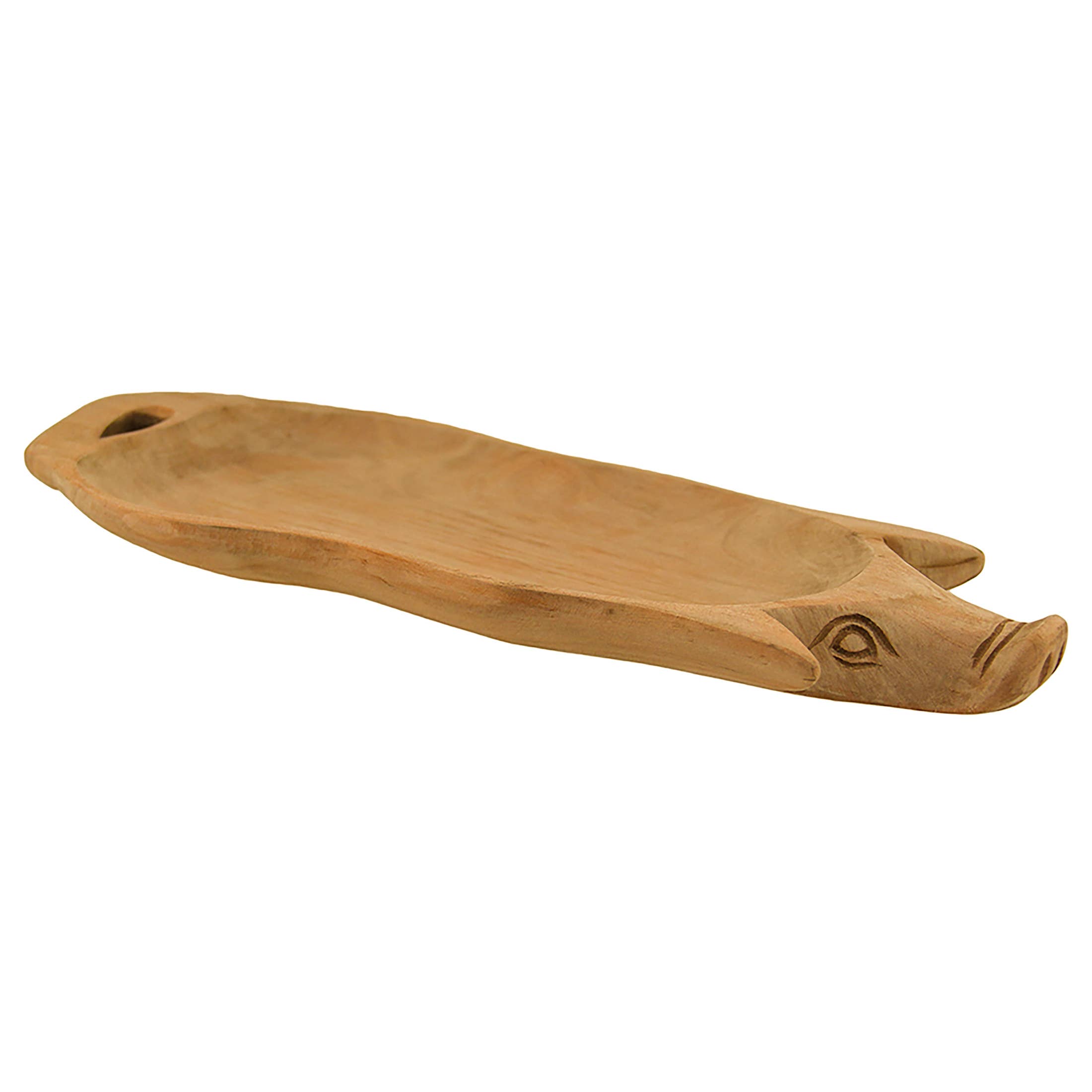 Zeckos - Wholesale Serving Tray - Hand Carved Pig Shaped Decorative Wooden Serving Tray 15"1