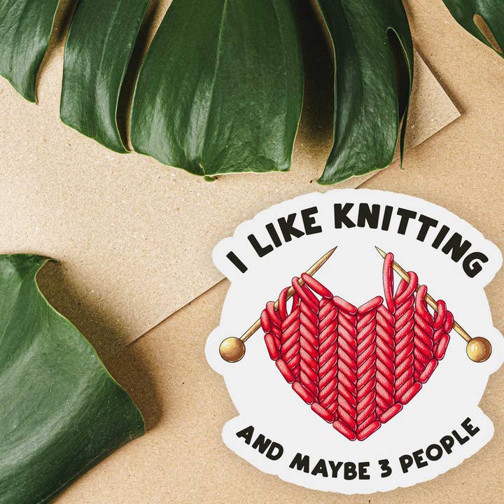 Autocollant « J'aime tricoter » et « 3 personnes » pour la vente par Shop Intaglio