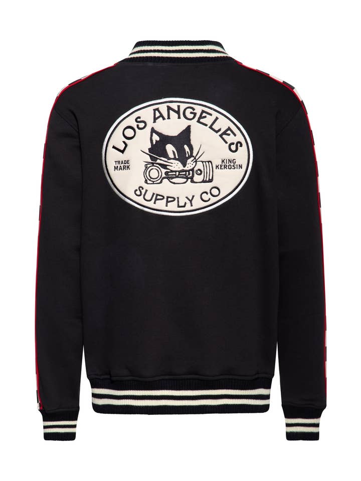 Casaco universitário "Los Angeles Supply Co." em preto por atacado de KING KEROSIN