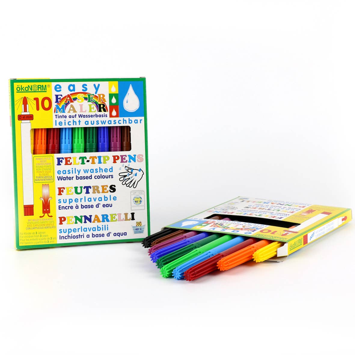 ökoNORM - Wholesale Crayons - Kids & Baby - Easy fibre-tip pen, 4 mm, easy to wash out - 10 colours0