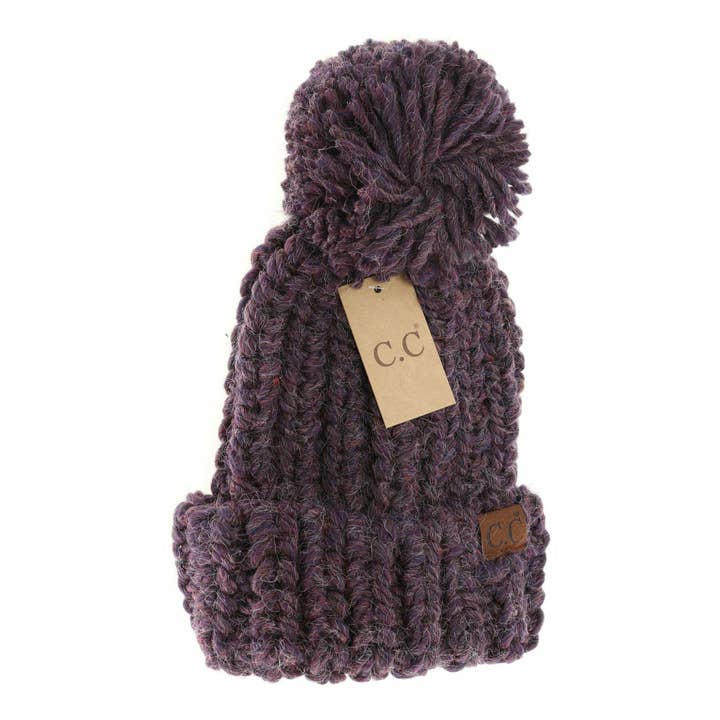 C.C Beanie - Wholesale Beanie - Women's - Chunky Knit Yarn Pom C.C Beanie HAT20855