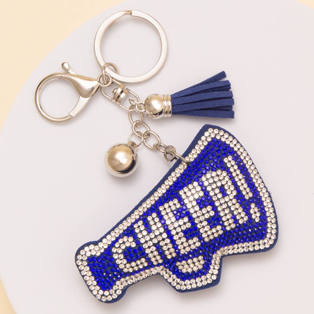 SP Sophia Collection - Wholesale Keychain - Women's - Gameday Rhinestone Pavé "CHEER" Megaphone Keychain 1