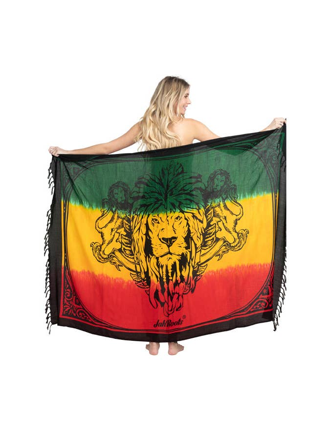 One Size Tie-Dye Rasta Lions Sarong for wholesale on Faire1