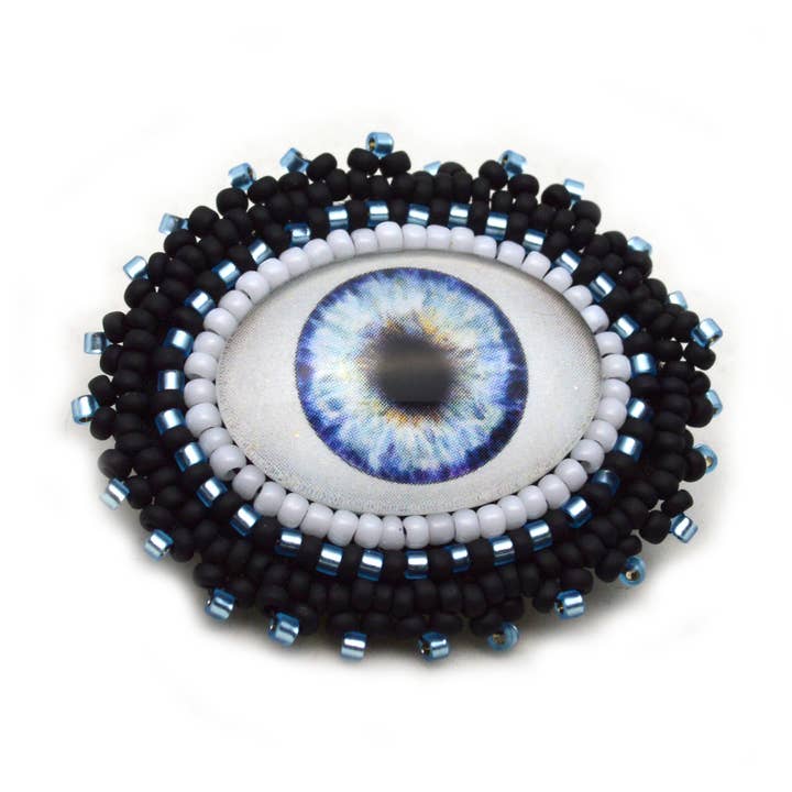 Blue Evil Eye Brosche Einzigartige Perlen Pin für den Großhandel von Megan Petersen Jewelry
