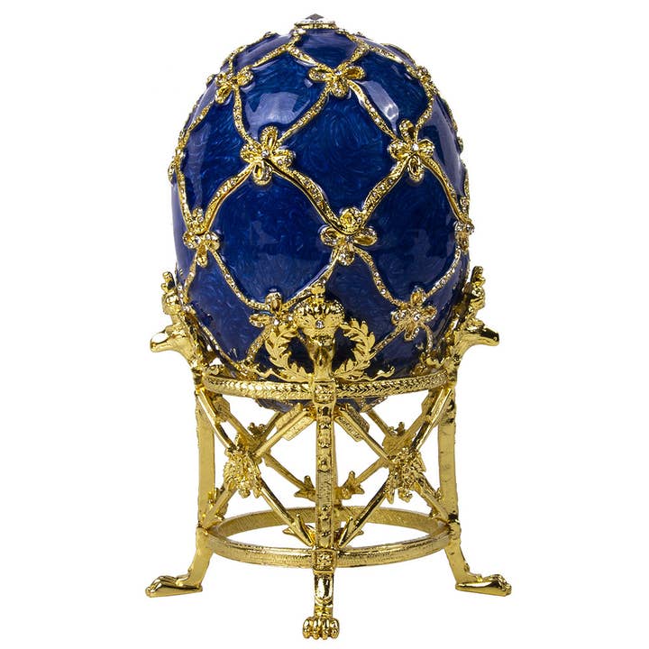 STP - Wholesale Jewelry Box/Organizer - Imperial Faberge Swan Egg / Jewelry Box in Blue