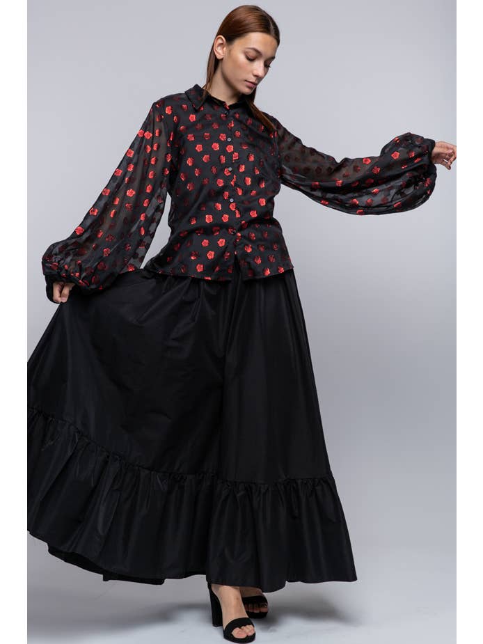 QMP Moda – wholesale Buttoned-down shirt – Women's – PUFF SLEEVE ORGANZA BLOUSE2