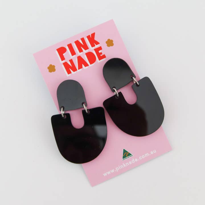 Pink Nade - Wholesale Dangle earrings - 'Moops' Black Dangle Earrings