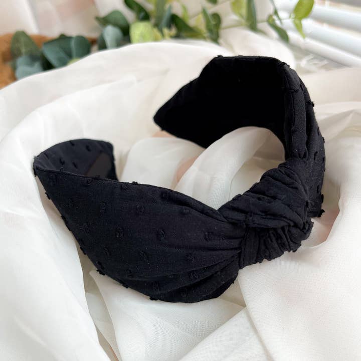 Knot Headband Womens Hair Accessory - Black Tufted Spot for wholesale by Nine Designs Ltd