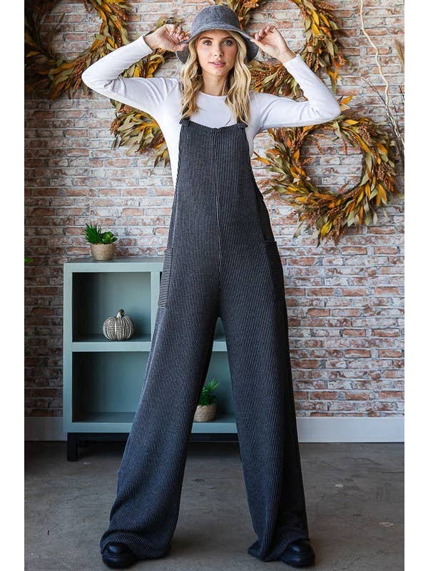 Vanilla Monkey – wholesale Jumpsuit – Women's – Solid Rib Overall Jumpsuit1