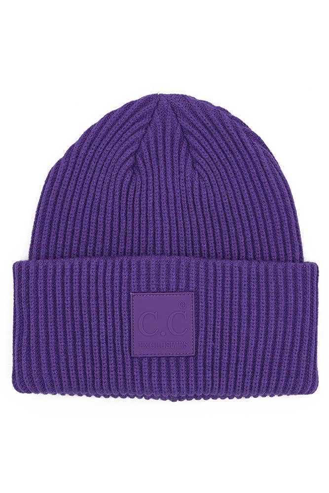 Hana - Wholesale Beanie - Women's - C.C Solid Ribbed Knit Beanie With Rubber Patch10