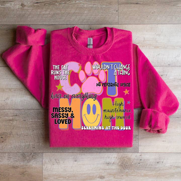 Happy Cat Mom Graphic Tee for wholesale by Haysville House