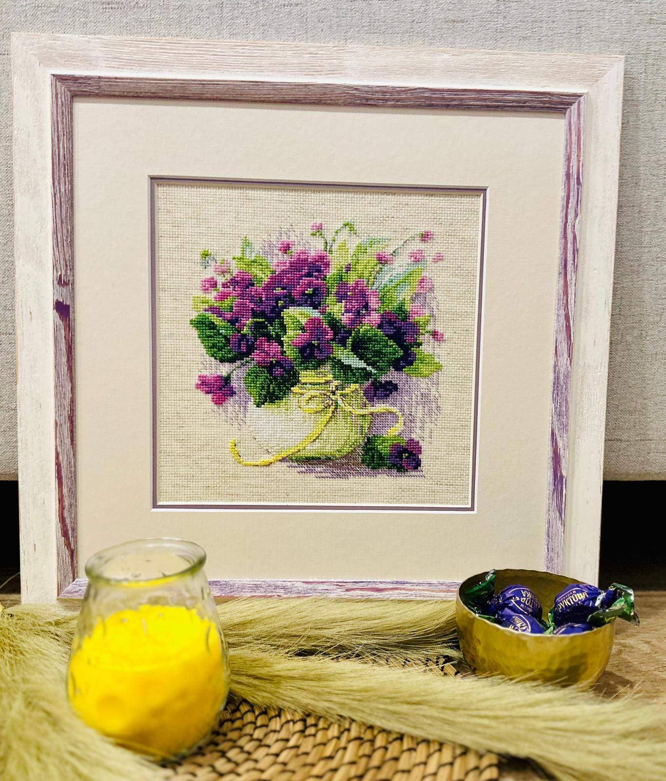 RIOLIS - Vente Accessoire de broderie/point de croix - Kit de Broderie au Point de Croix de Riolis 2091 Violettes en Pot2