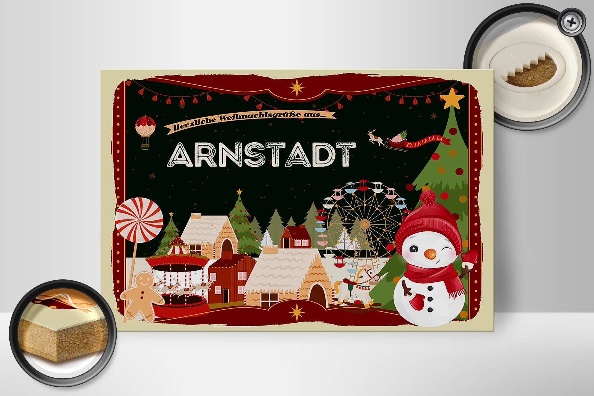Femer - Wholesale Christmas Wall Art - Wooden sign Christmas greetings ARNSTADT gift 30x20cm1