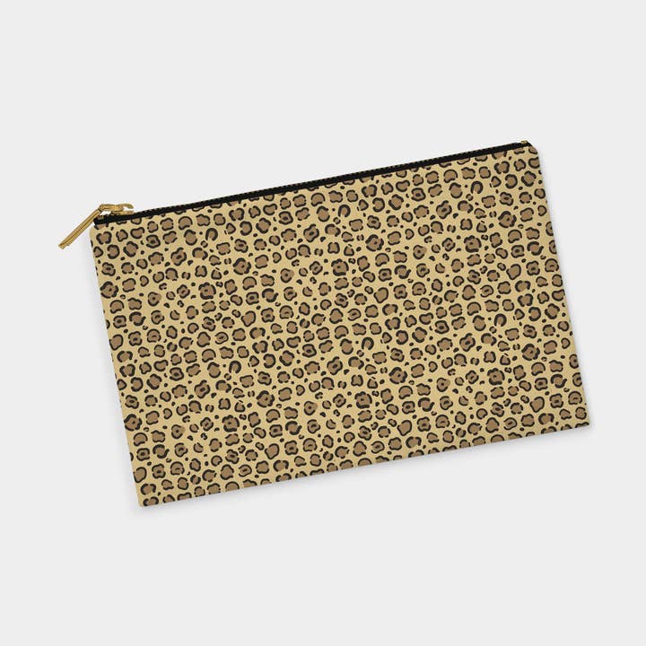 Dark Leopard Print Zipper Pouch for wholesale by Patterned Goods