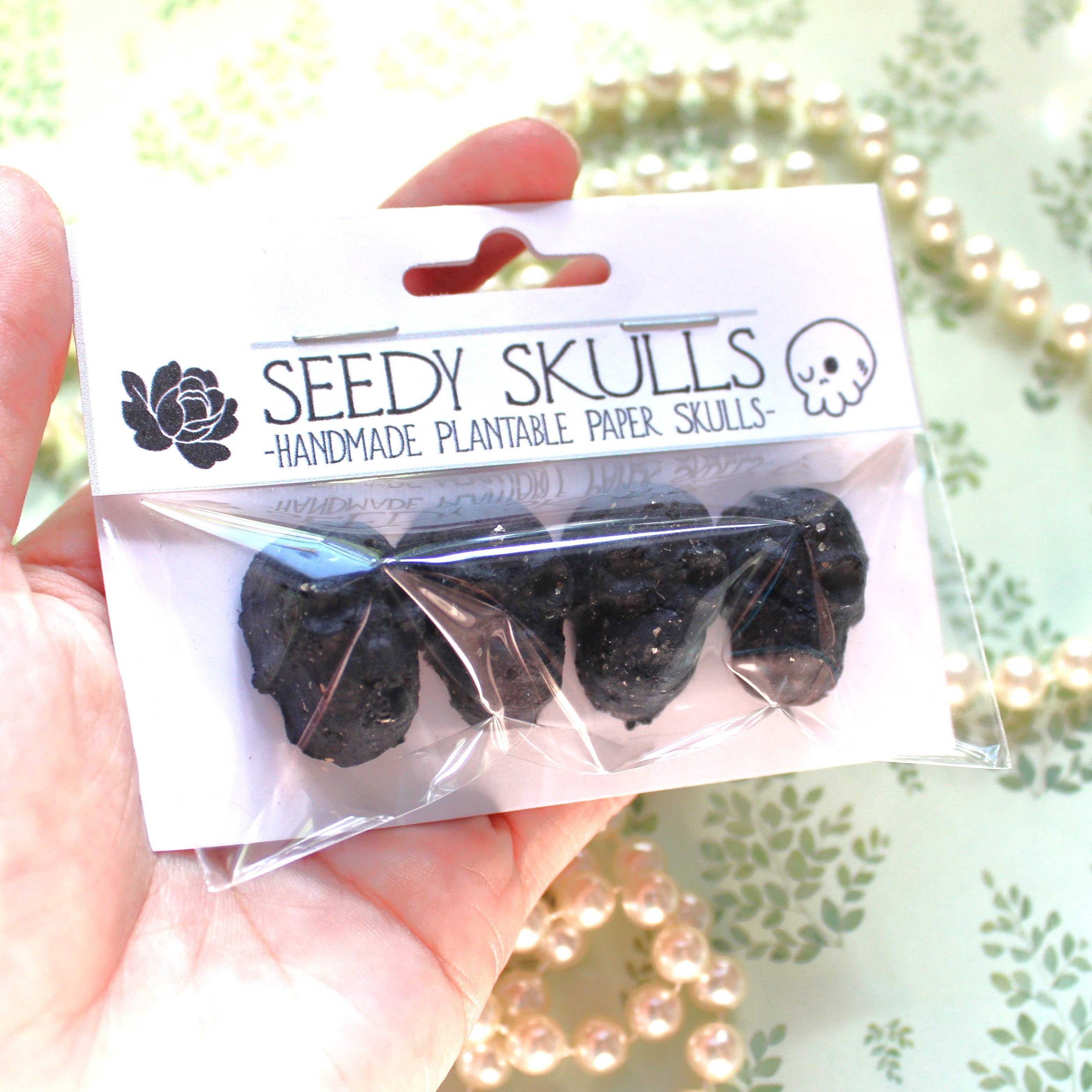 Darling Homebody - Wholesale Plant Seeds - 4 Pack Black Plantable Paper Skulls / Seed Bombs / Seedy Skulls Pack / Recycled Paper Pulp Craft / Spring Summer Small Gift / Wild Flowers2