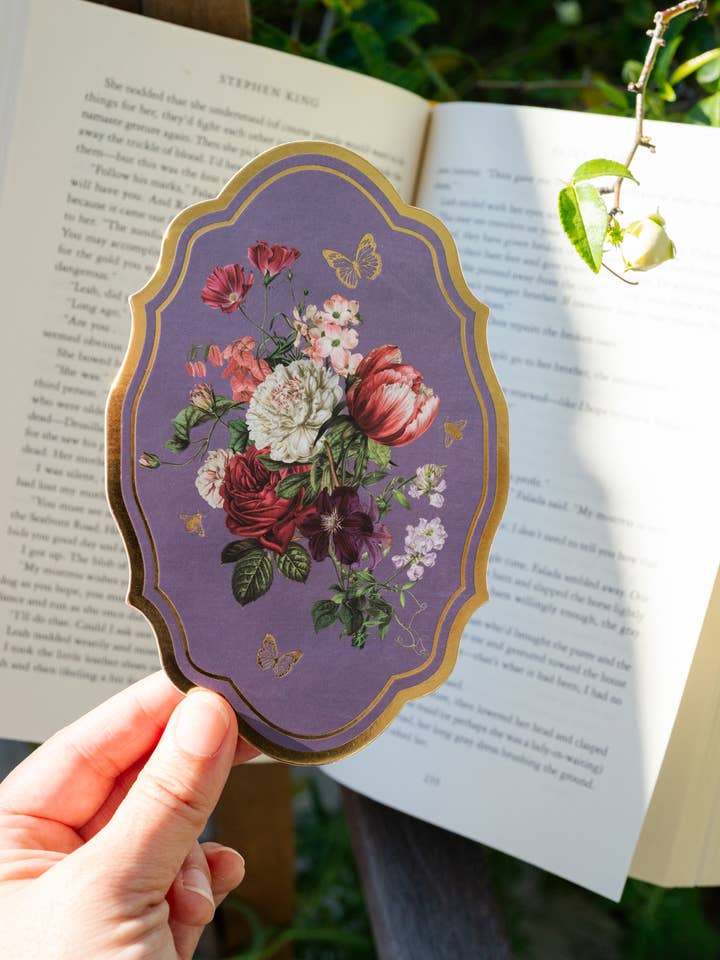 Marque-page en feuille d'or botanique vintage | Romantasy littéraire pour la vente par The Bookish Atelier