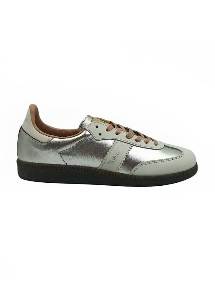 SNK VIA Nappa White - Silver Laminate for wholesale by Venezianas Scarpe Originali