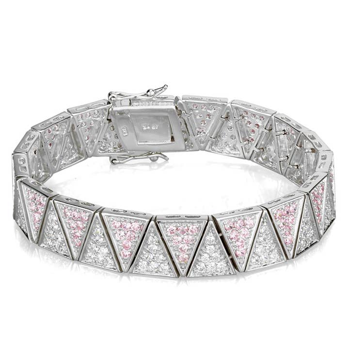 LOS845 - Rhodium 925 Sterling Silver Bracelet with AAA Grade CZ in Rose for wholesale by Alamode