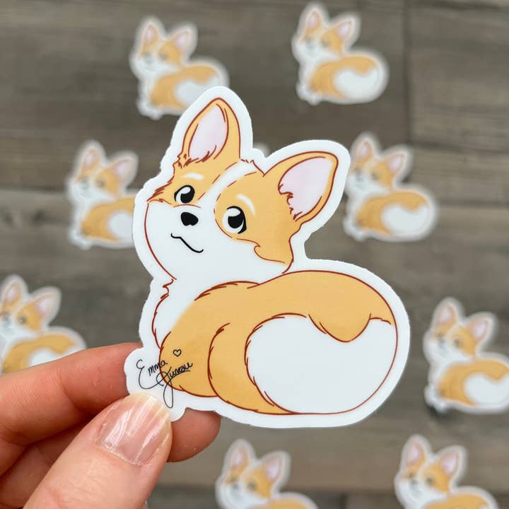 Kitty and Corgi and Friends LLC - Vendita all'ingrosso Adesivo - Adesivo in vinile - Cuore-culo del dolce Corgi