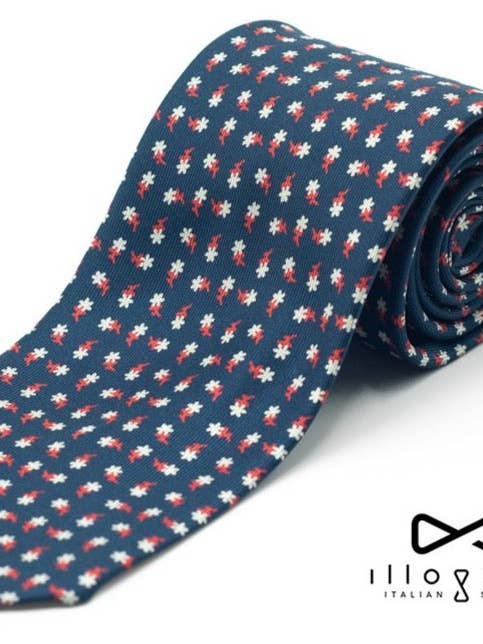 Blå Silke Uforet Slips Med Blomstermønster for engroshandel hos Illogico