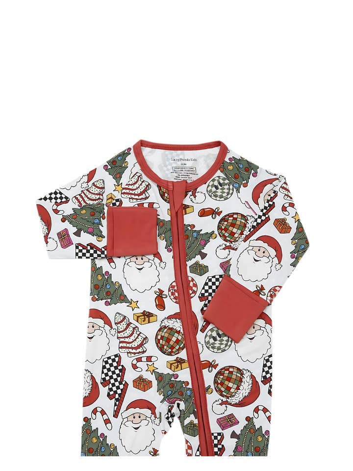 Lucky Panda Kids - Wholesale Jumpsuit - Baby - Bamboo Baby Clothing Zip Romper | Retro Christmas14