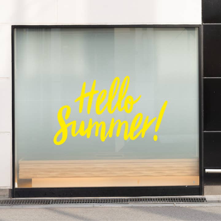 Decals Online - Wholesale Sticker - Hello Summer Shop Window Decal, Shop Front Window Vinyl Decal, Retail Window Display, Pop-Up Shop Window Sticker, Hello Summer Window Decal