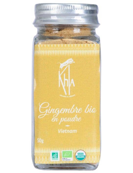 Khla - L'épicerie du Mékong - Wholesale Dried Spice - Ginger - Organic - powder - 50g - Jar0