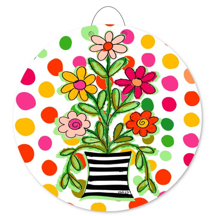 Baxter & Me - Wholesale Door Hanger - Happy Dot Floral Door Hanger