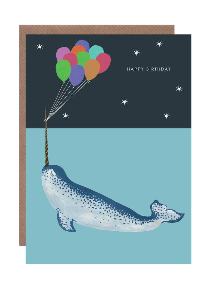 'Narwhal' Birthday Greetings Card for wholesale by Hutch Cassidy