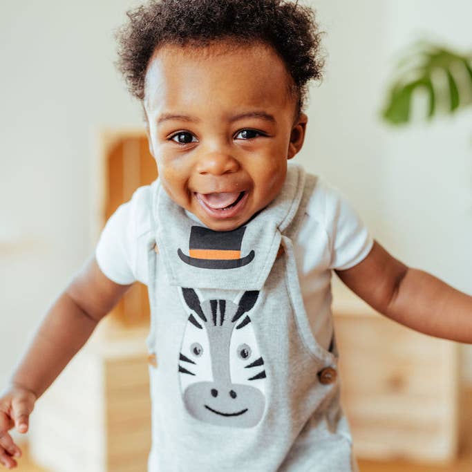 Embroidered zebra dungarees for wholesale by Bibevie