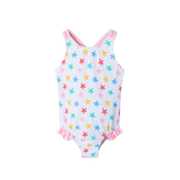 Blanco Bañador Entero Estrella de Mar para Bebé (9-24M) | Estampado de Estrella de Mar de venta al por mayor en Faire