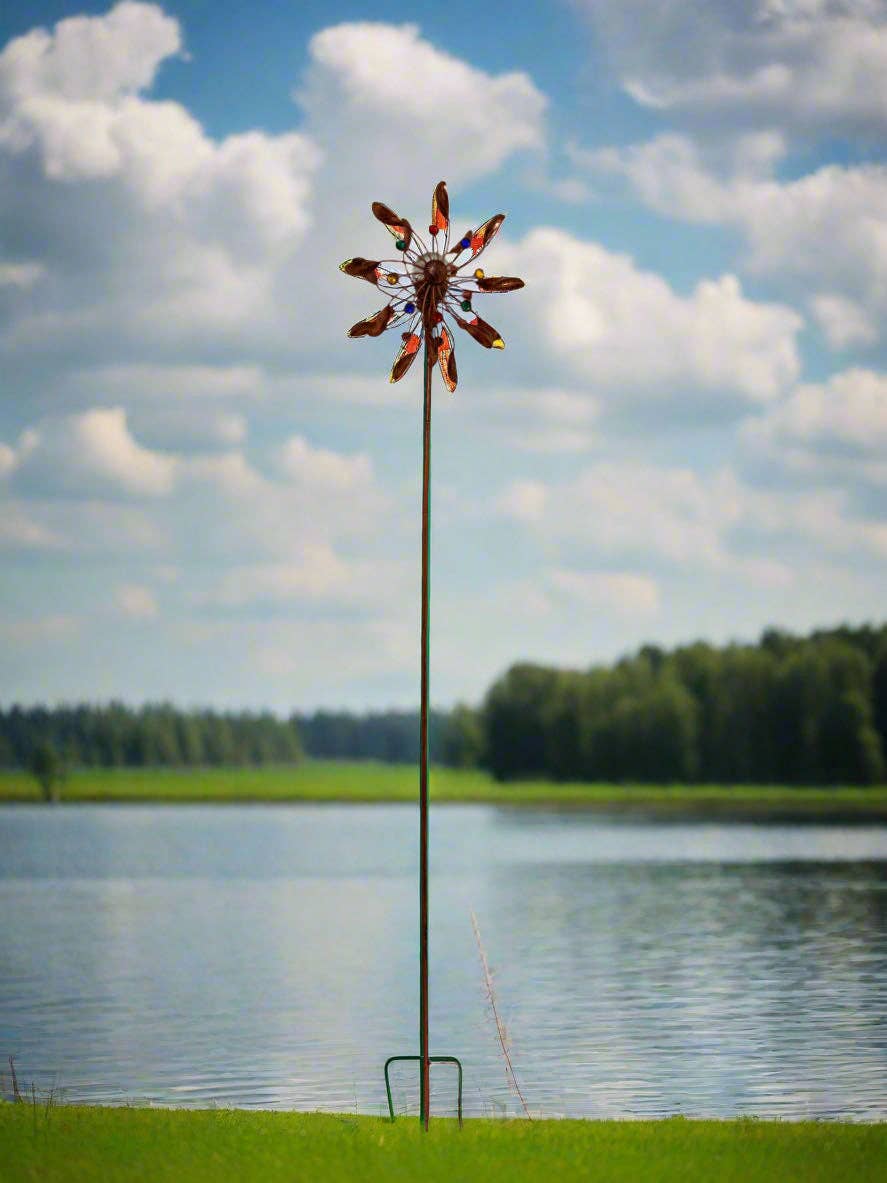 Marissa's Gifts – wholesale Wind spinner – Handmade Chelsea powder coated garden wind sculpture spinner measuring 190cm2