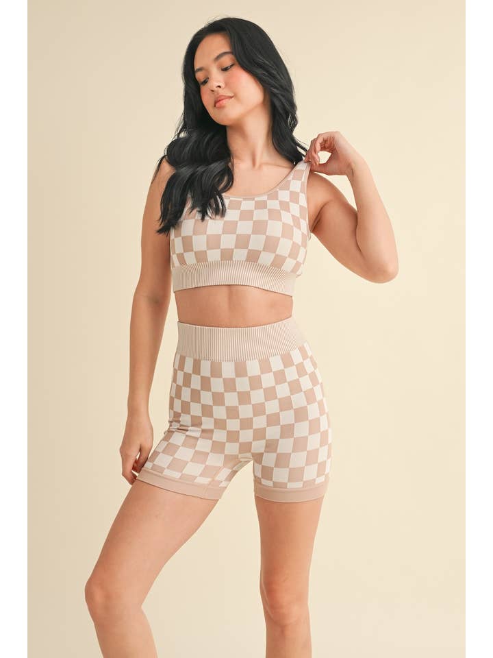 KIMBERLY C - Wholesale Activewear Set - Women's - Checkmate Cropped Two Piece Set71