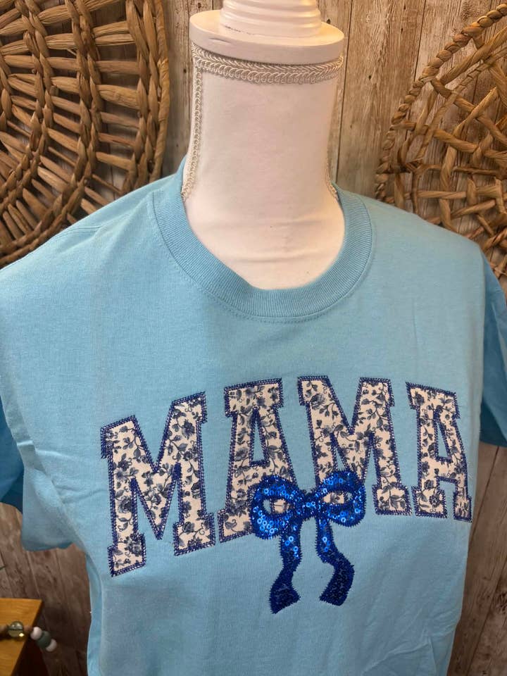 Mama Floral Real Sequins Bow Shirt for wholesale by Oasis Wholesale Apparel