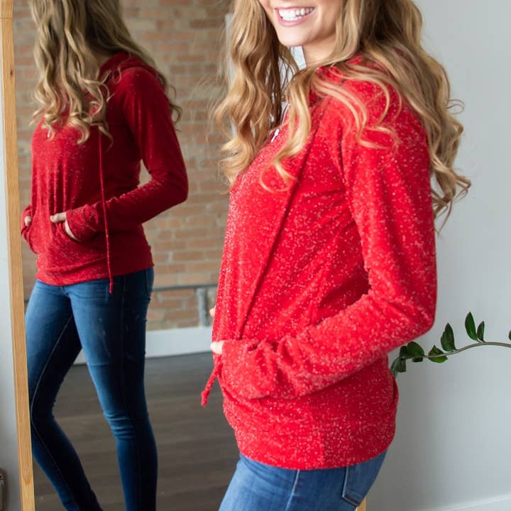 Shimmer Trui met halve rits | Rood voor wholesale door Rogue Society Apparel®️