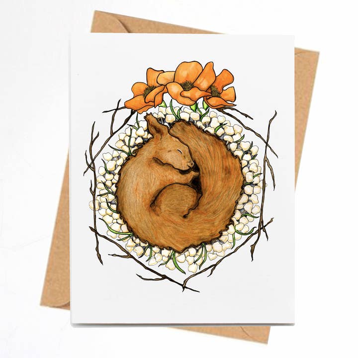 Carte-note faite à la main « Be Like the Squirrel » pour la vente par PinkPolish Design