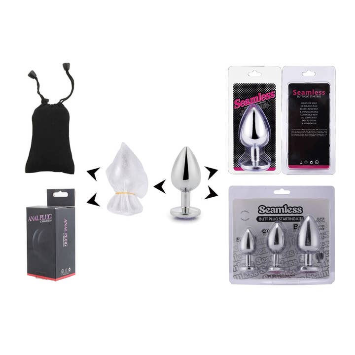 VIGOR - Wholesale Seksspeeltje - Ronde buttplug metaal met steen - MOQ 10 stuks5