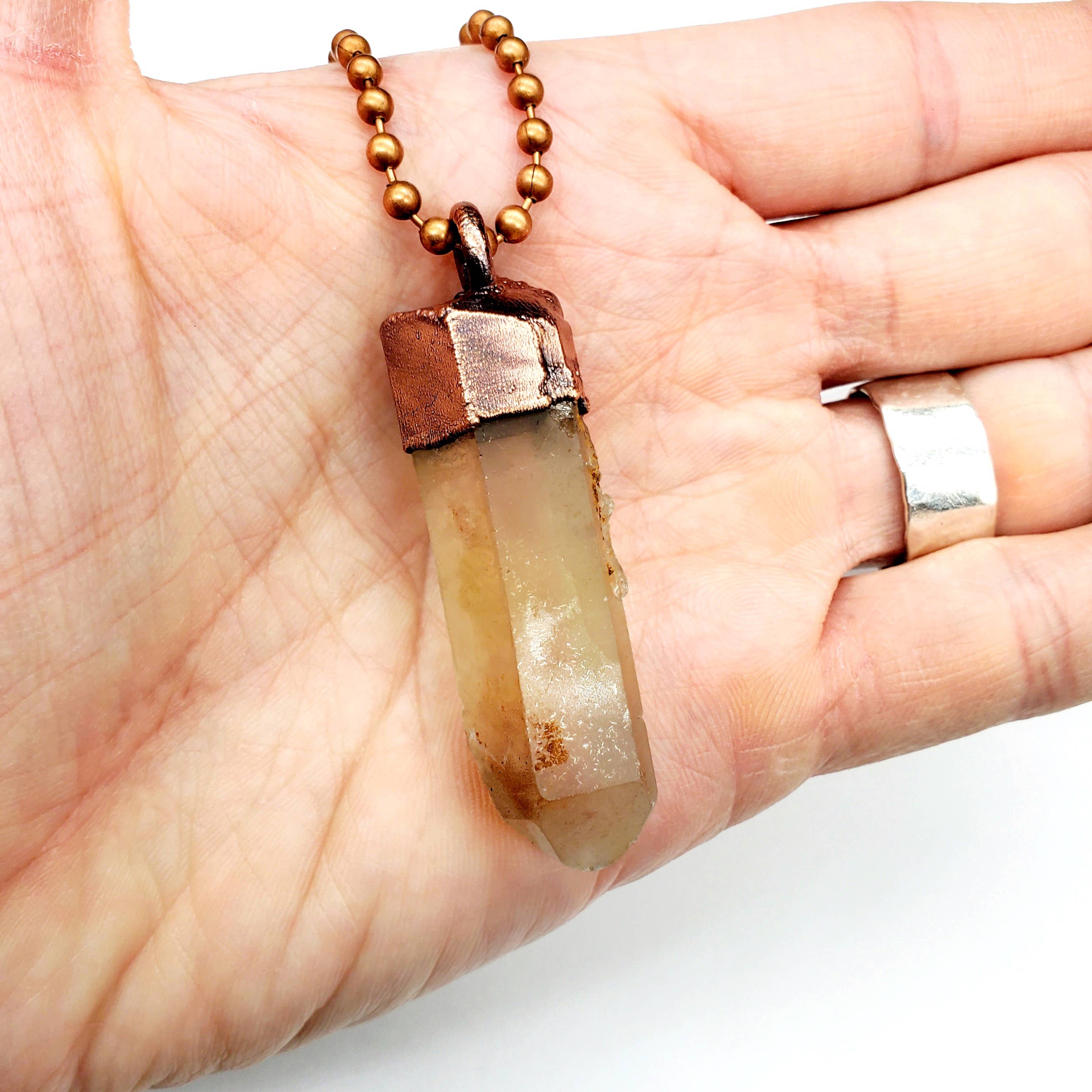 MergingMetals - Wholesale Pendant/Charm Necklace - Citrine Lemurian Quartz Necklace / Ball Chain5