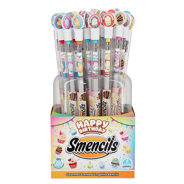 Happy Birthday Smencils Cylinder, Scented Pencils - 50 Count for wholesale by Scentco, Inc
