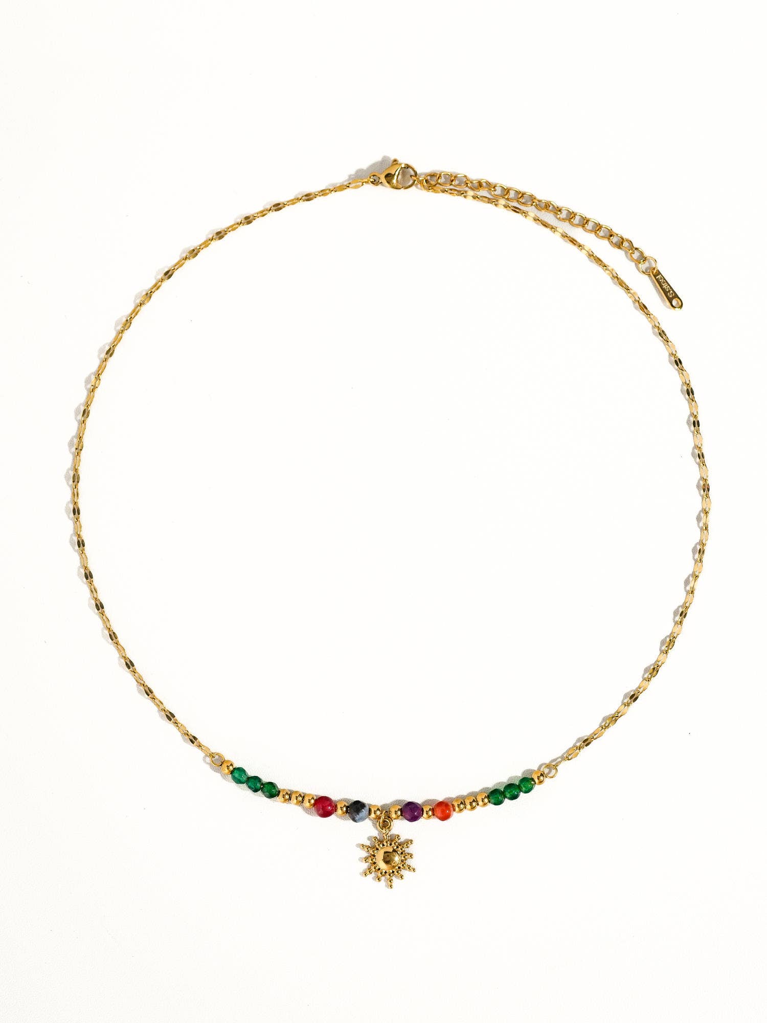 Multi Colored Olimpia 18K Gold Sun Necklace with Beads for wholesale on Faire1