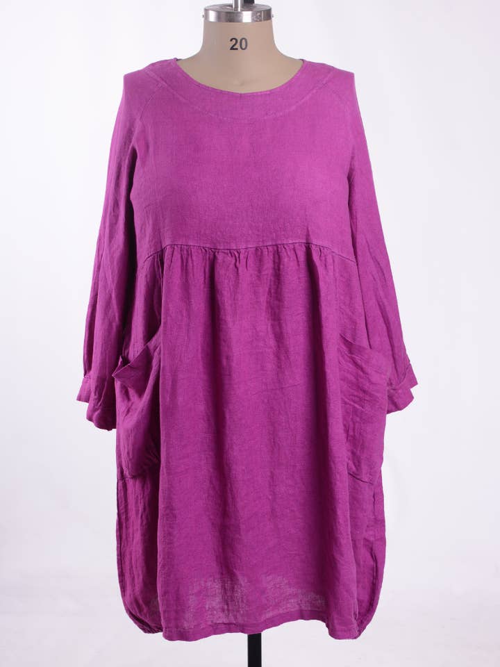 Linen Dress With Pockets - 12238 for wholesale by Jeld Wholesale