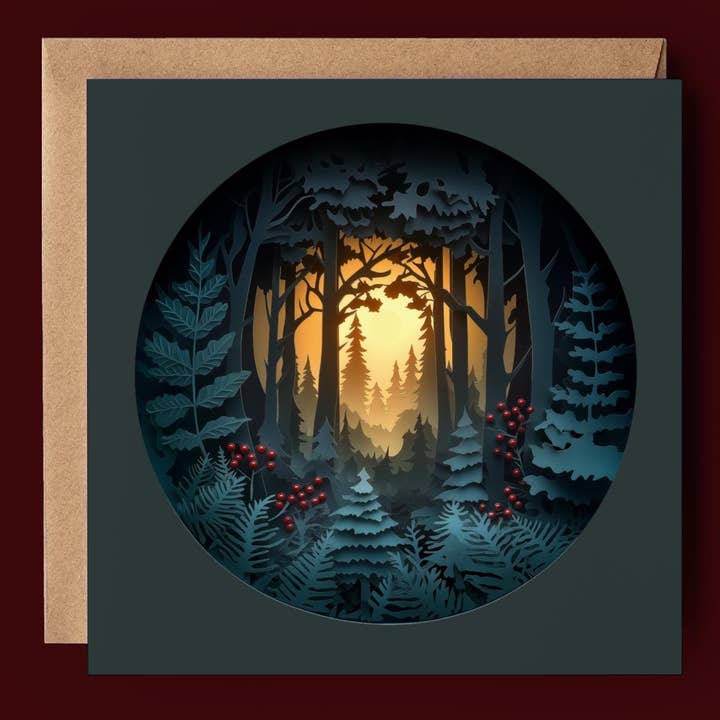 Christmas Tree Forest Horizon 2D Print Shadow Box Card for wholesale by Good Post Day