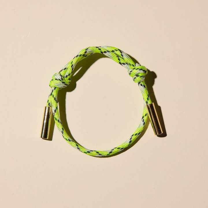 Electric Lime Cord Bracelet for wholesale by Nickel and Suede