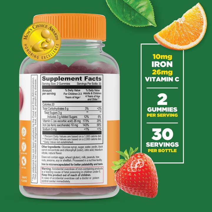 Lifeable - Wholesale Oral Supplement/Vitamin - Lifeable Iron for Kids 10 mg + Vit C Gummies, Iron Levels