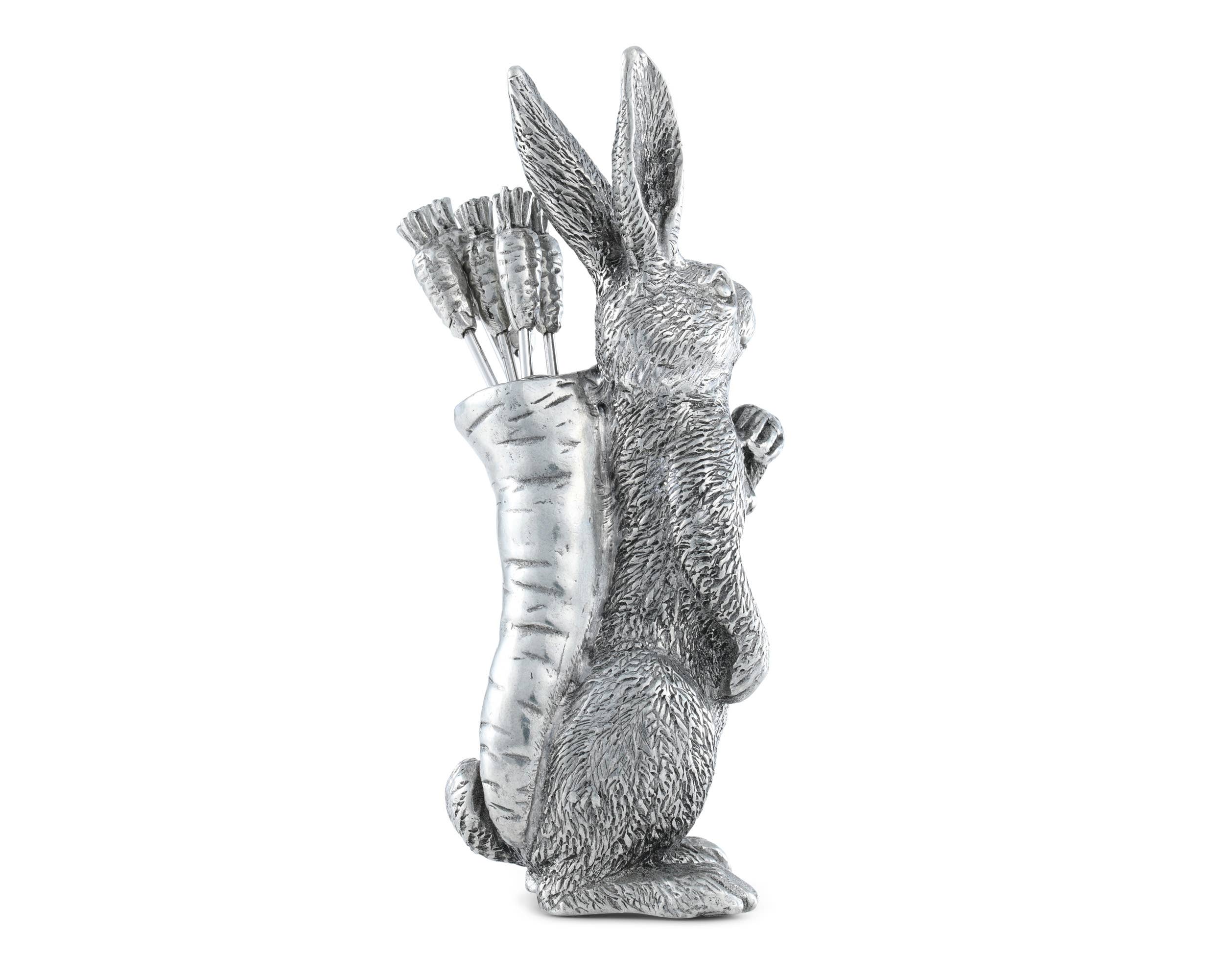 Vagabond House - Wholesale Decorative Tabletop Object - Rabbit with Carrot Picks3