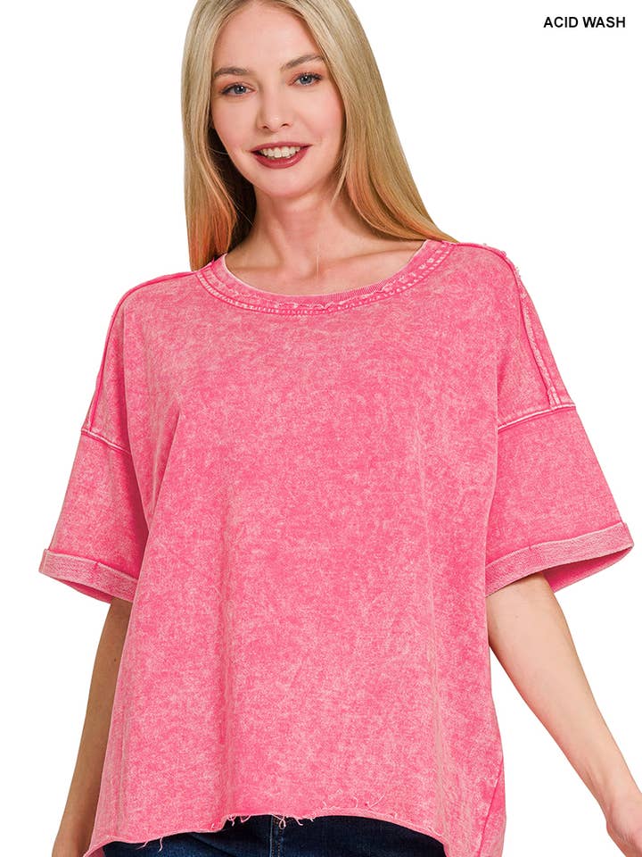 .SI-27447 French Terry Acid Washed Tee Shirts for wholesale by 42POPS