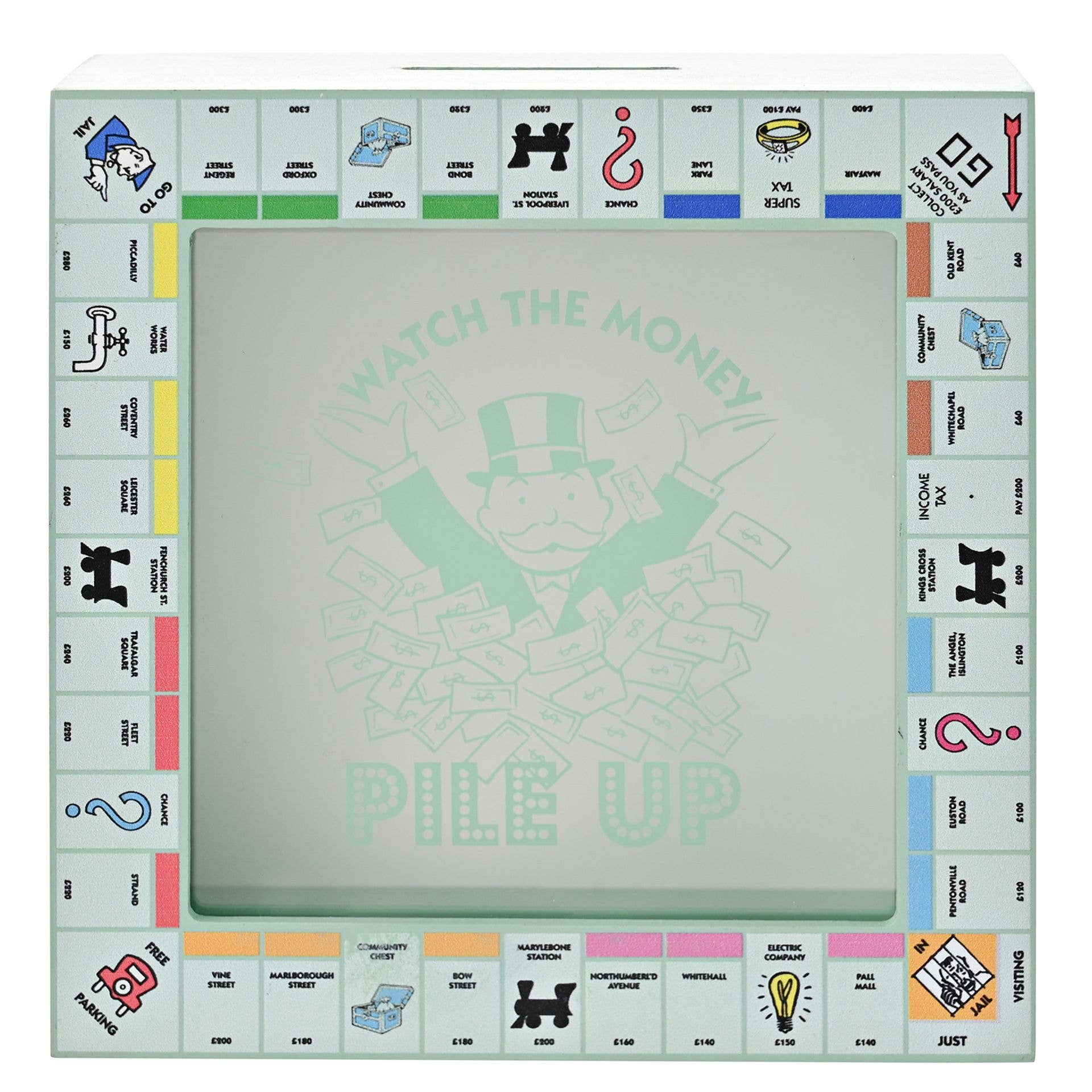 WIDDOP and Co. - Wholesale Money/Piggy Bank - Monopoly Wood and Glass Gameboard Money Box0