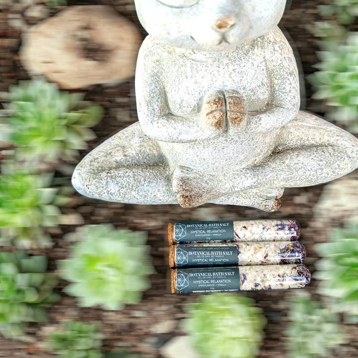 Vox Populi Hemp Apothecary - Venta al por mayor Sales de baño - Sal de baño botánica Mystical Relaxation, sándalo y vainilla