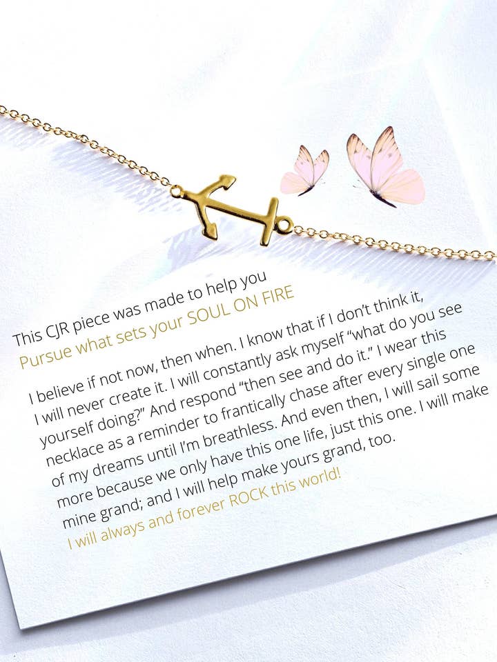 Collier avec pendentif ancre Soul On Fire | Or ou argent pour la vente par C.J.ROCKER