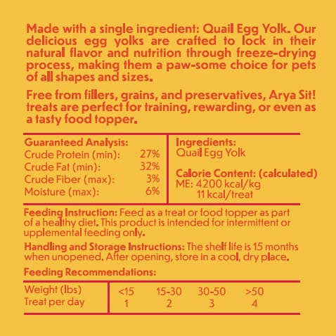 Arya Sit! - Wholesale Pet Treats - Dog - Freeze-Dried Egg Yolk4